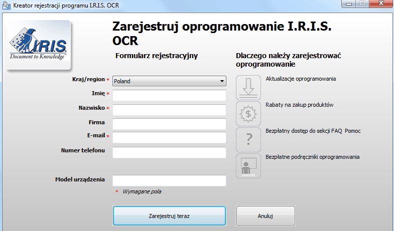 Readiris TM 14 - Podręcznik użytkownika WYSZUKAJ AKTUALIZACJE Po rejestracji kopii oprogramowania Readiris przysługuje prawo do bezpłatnych aktualizacji.