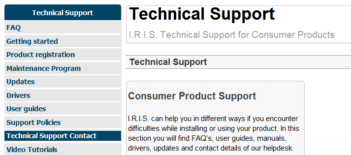 Readiris TM 14 - Podręcznik użytkownika POMOC TECHNICZNA Po rejestracji kopii oprogramowania Readiris przysługuje prawo do bezpłatnej pomocy technicznej. W zakładce Technical Support na stronie www.