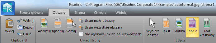 Readiris TM 14 - Podręcznik użytkownika obszarów, modyfikowanie położenia istniejących obszarów, powiększanie i zmniejszanie obszarów, a także modyfikowanie kolejności sortowania itp.