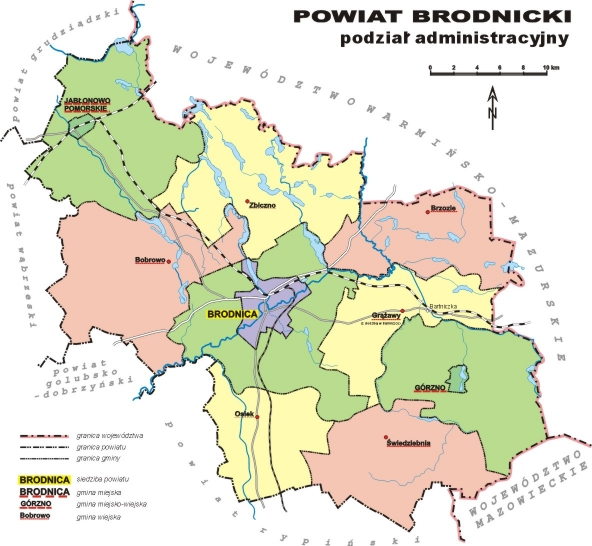 Ilustracja 2. Powiat brodnicki podział administracyjny. źródło: http://starostwo-brodnica.bip.net.