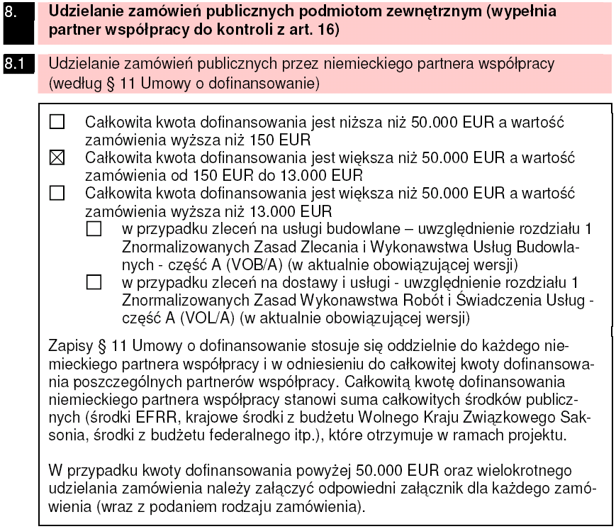 3. Sprawozdanie z postępu w realizacji projektu Udzielanie zamówień publicznych podmiotom zewnętrznym (dotyczy niemieckich