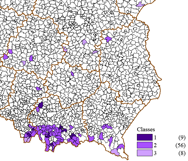 Iwona Pomanek 224 Fg. 2. Measure 1 classes of demographc development Source: Author s calculaton based on CSO LDB nformaton.