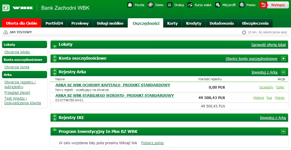 Jak sprawdzić wartość inwestycji? Lista rejestrów Pełną listę swoich rejestrów w funduszach Arka znajdziesz w dostępnej w głównym menu zakładce Oszczędności.