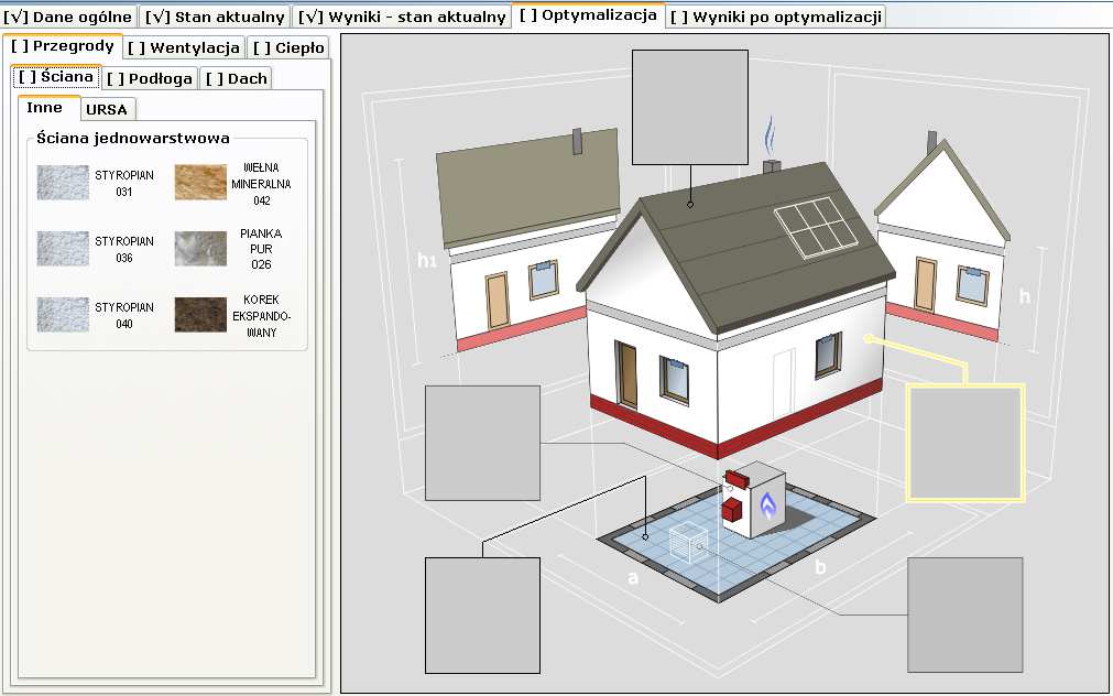 4. OPTYMALIZACJA Zakładka Optymalizacja umożliwia modelowanie budynku pod względem zużycia energii oraz kosztów związanych z ogrzewaniem i przygotowaniem ciepłej wody użytkowej.