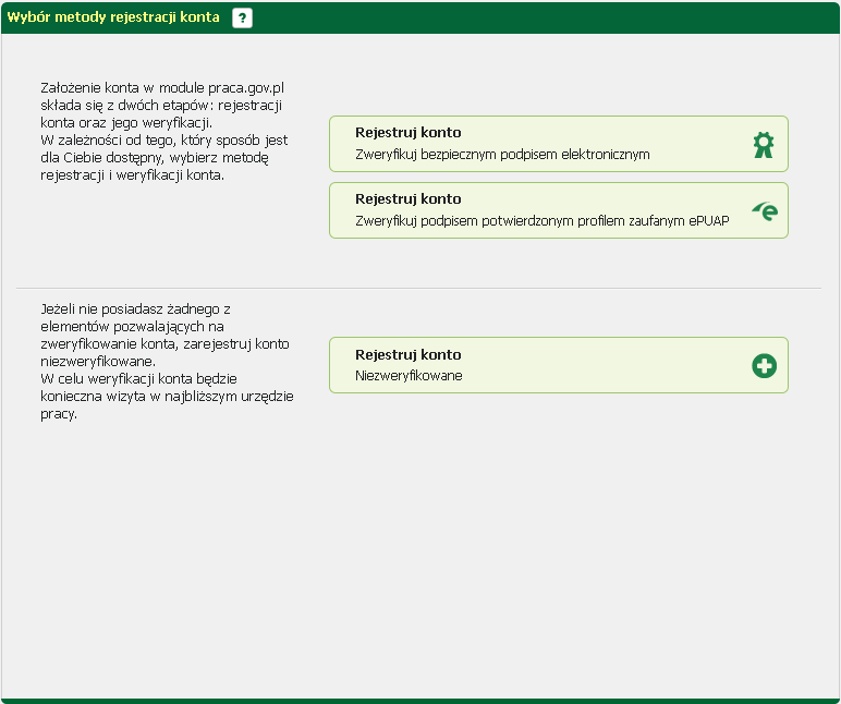 Rejestracja i uwierzytelnianie kont Zarejestrować się można za pomocą jednej z trzech metod: poprzez założenie konta niezweryfikowanego <Rejestruj konto Niezweryfikowane>.