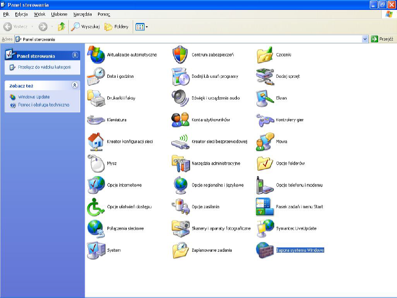 Aby odblokowaq dostcp do bazy MS SQL naledy: 1. WskaD menu Start i kliknij na nim lewym klawiszem myszy. 2. Z menu Ustawienia wybierz grupc Panel sterowania. 3.