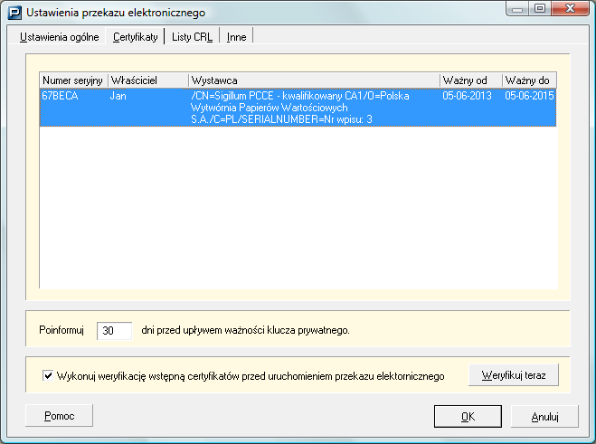 2. Zaznacz, czy do komunikacji http wykorzystywany bcdzie serwer proxy i jedeli tak, zaznacz pole wyboru UHyj serwera Proxy i ustaw odpowiednie parametry (adres i numer portu).