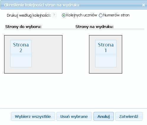 Rysunek 25. Okno określenia kolejności stron na wydruku.