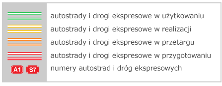 Docelowy układ autostrad i dróg ekspresowych (na podstawie rozporządzenia Rady Ministrów z 20 października 2009 r. 16 ) oraz mapa stanu budowy dróg w woj.