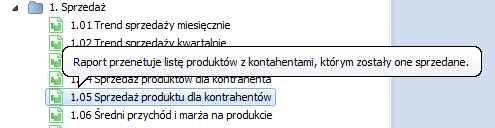 5.2.3 Metoda drag&drop Rysunek 5.4 Wyszukiwarka raportów W obrębie dostępnego drzewa raportów istnieje możliwość jego modyfikacji poprzez metodę drag & drop.