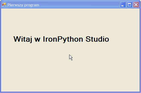 Python w Studiu (Ciąg dalszy ze strony 32) Nasz pierwszy program jest gotowy. Utworzyliśmy go korzystając jedynie z narzędzi graficznych, nie pisząc kodu ręcznie.