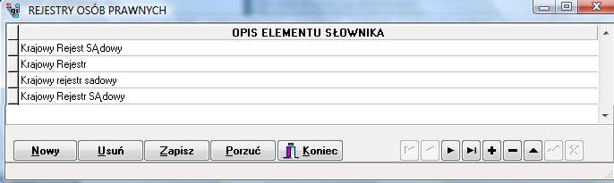 S t r n a 64 Rysunek 70. Błędny zapis rejestru sób prawnych w słwniku. Każdrazwy wpis d słwnika wyknywany jest w następujący spsób.