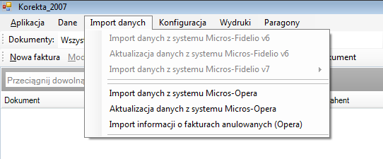 3. Import danych 3.1. Import danych z systemu Micros Opera.