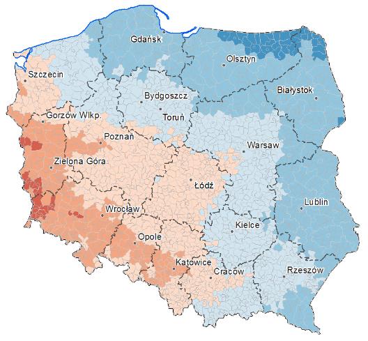 Ryc. 4.15. Drogowa dostępność krajowa gmin w Polsce (średnia krajowa = 100) Ryc. 4.16.