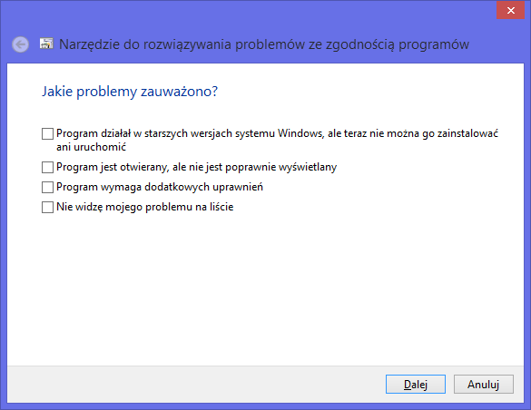 Rysunek 11 Wybór opcji rozwiązania problemów z programem wybranym z listy [opracowanie własne] Po wybraniu programu ukarze się lista możliwości naprawienia pliku.