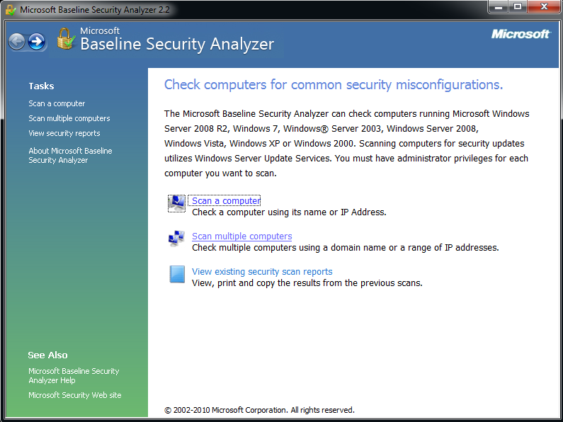 skanowania komputerów. Program MBSA należy pobrać z witryny Microsoft oraz zainstalować na badanym komputerze lub komputerze Administratora.