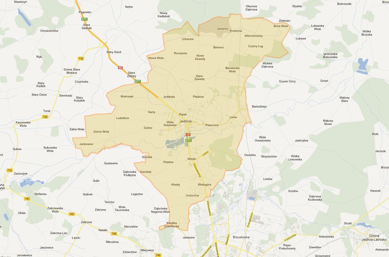 2.4.4. Gmina Jedlińsk A. Informacje ogólne Poniższa mapa ukazuje położenie gminy na tle Powiatu Radomskiego. Mapa 13.