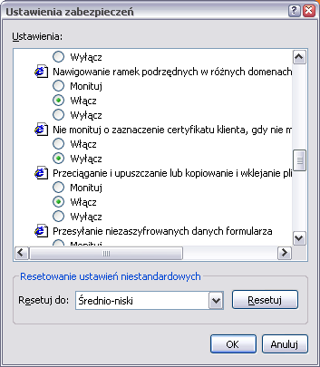 stron na dysku, Ostrzegaj przed nieważnymi certyfikatami witryn, Ostrzegaj, jeżeli przesyłanie formularzy jest przekierowywane, Sprawdź