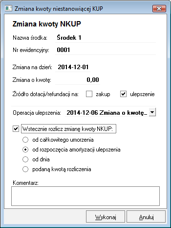 Podręcznik użytkownika Sage Symfonia Środki Trwałe 112 Wprowadzenie kwoty nie stanowiącej KUP Kwotę nie stanowiącą kosztów uzyskania przychodów można wprowadzić również dla środków zatwierdzonych,