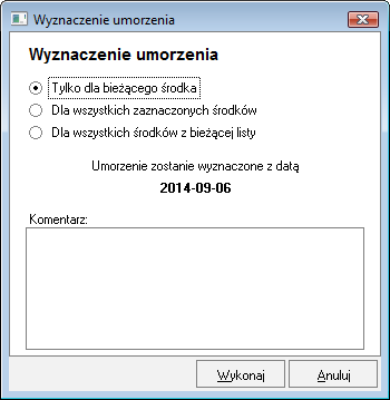 Podręcznik użytkownika Sage Symfonia Środki Trwałe 117 W celu wyznaczenia kwot umorzeń należy w oknie Środki trwałe wybrać przycisk.