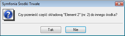 Podręcznik użytkownika Sage Symfonia Środki Trwałe 128 Rys. 126 Dialog Zmiana części składowych.