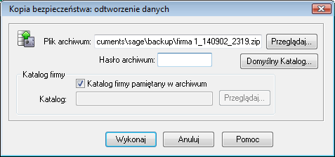 Podręcznik użytkownika Sage Symfonia Środki Trwałe 24 Hasło i Potwierdzenie W celu zabezpieczenia danych z archiwum przed dostępem osób nieuprawnionych należy wpisać w tych polach ciąg znaków,