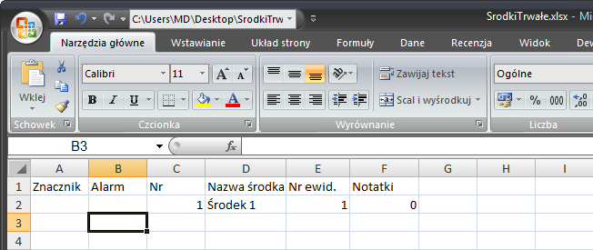 Podręcznik użytkownika Sage Symfonia Środki Trwałe 42 Następnie należy otworzyć arkusz Excela, zaznaczyć odpowiednie pole i wkleić zawartość schowka.