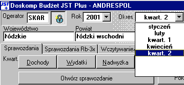 2. Klikn- przycisk 3. Nastpnie wybra -dany okres i ewentualnie opcj umoliwiaj-c- przepisanie planów finansowych oraz wykazu sprawozda0 z poprzednich okresów, po tych czynnociach klikn- Dalej Uwaga!