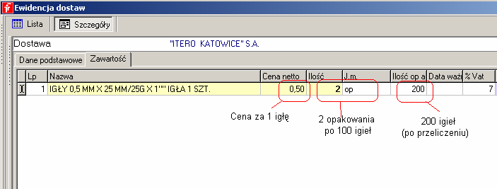 - w karcie towaru jest inny kod EAN, niż w pliku dostawy należy sprawdzić, czy została wybrana/przypisana karta właściwego towaru, - pojawia się gdy w dostawie jest co najmniej jedna pozycja z dużym