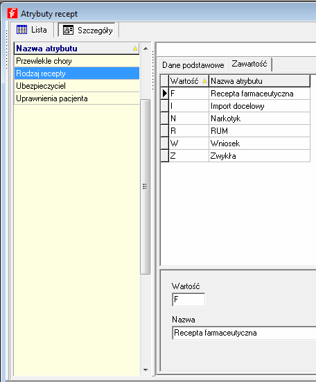 20.4.11 Atrybuty recept (SystemParametry programusprzedażatrybuty recept) Rysunek