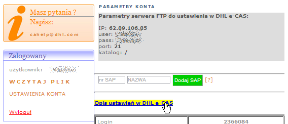 4. Ustawienia DHL e-cas Aktualne ustawienia aplikacji DHL e-cas dostępne są pod linkiem: http://allegro.dhl.com.pl/inc/instrukcja.