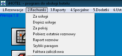 Rysunek 1 Powyższy rysunek przedstawia główne menu programu. Wciskając klawisze strzałek góra-dół prawo-lewo lub kursorem myszy wybieramy interesującą nas opcję.