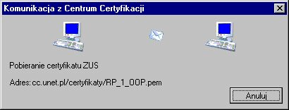 5.9.1 Pobieranie certyfikatu ZUS Funkcja umoliwia pobranie aktualnego certyfikatu jednostki ZUS i zarejestrowanie go w programie.