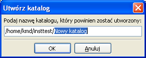 Slajd 120 Filezilla interfejs użytkownika Podajemy nazwę nowego katalogu.