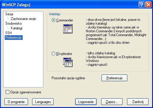 Slajd 15 WinSCP - Konfiguracja Widok