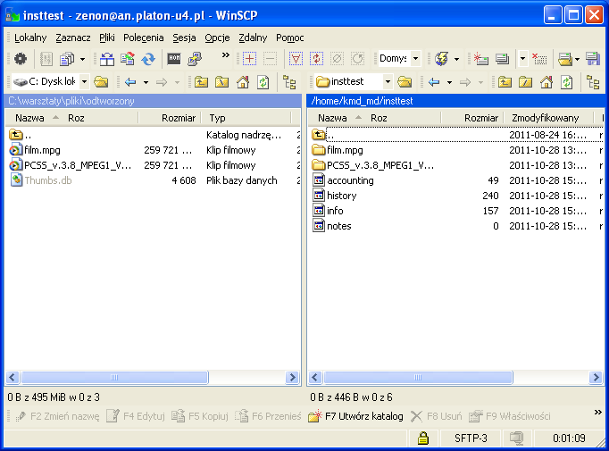 Slajd 42 WinSCP Metadane W prawym