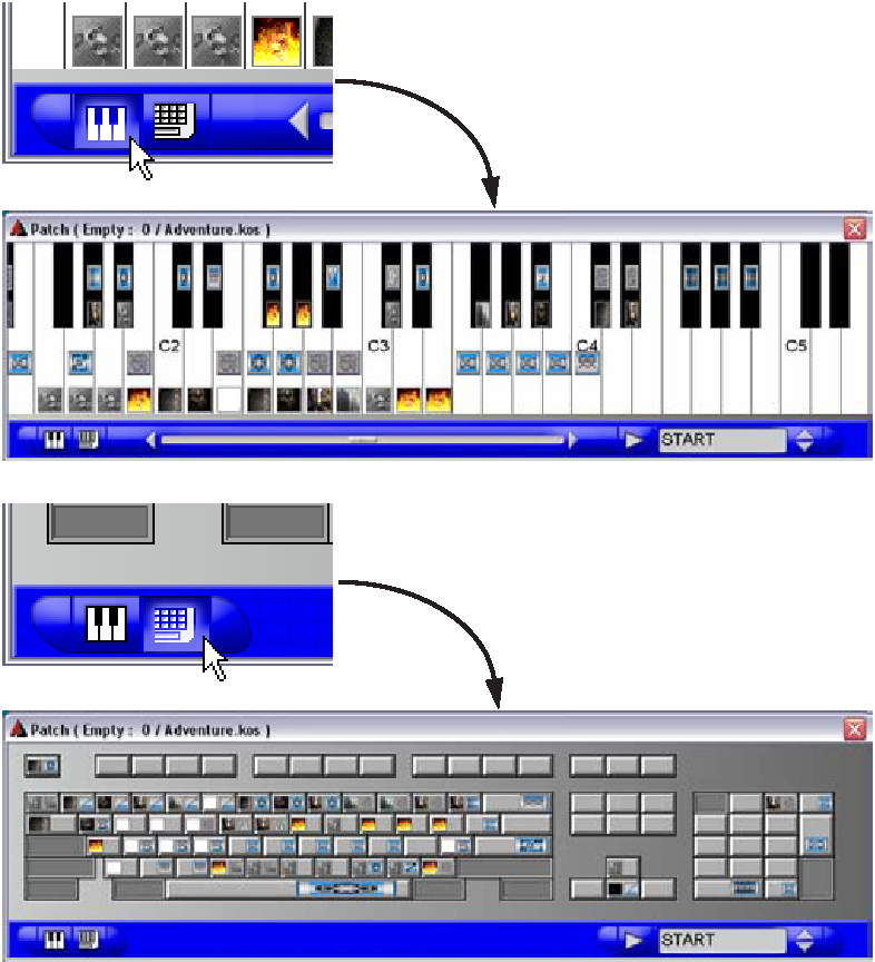 Klawiatura MIDI posiada pasek przewijania w celu umożliwienia dostępu do wszystkich klawiszy. 2.