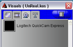 Okno Vizuali jest standardowo otwarte. Można go także uaktywnić przez wybranie Visuals z menu Synth (lub używając skrótu klawiaturowego [ ]+[1] na Mac; [Ctrl]+[1] na PC).