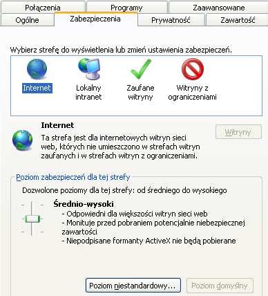 Konfigurację pokazano na przykładzie przeglądarki Internet Explorer.