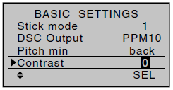 Contrast / Kontrast Funkcja pozwalająca na regulację kontrastu wyświetlacza Kontrast regulujemy za pomocą strzałek po aktywacji pola za pomocą przycisku SET.
