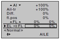 i FLAP2 : Modele typu Delta/latające skrzydło z więcej niż dwoma klapami Jeśli wybrano usterzenie typu "Delta / fl" i wybrano liczbę klap w linii Aile/flaps z menu Model type (postępując zgodnie z