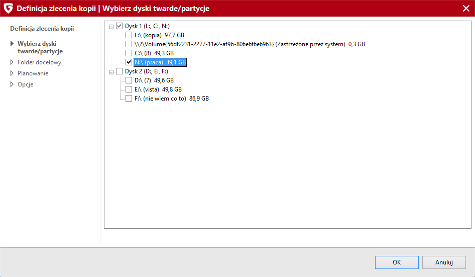 Backup 32 6.1.1.2 Folder docelowy Wskaż nośnik i folder docelowy dla kopii zapasowej. Jeżeli nośnika wymiennego (np.