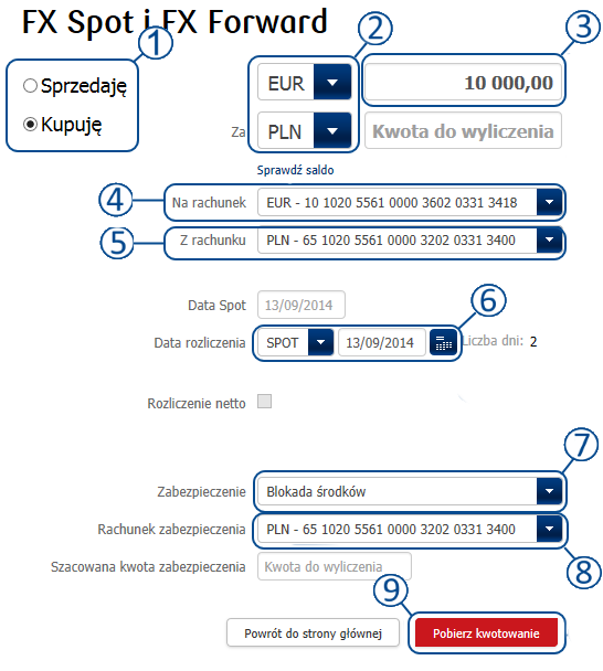 Następnie wybrać typ zabezpieczenia transakcji. Dostępność typów zabezpieczeń zależy od rodzaju transakcji.