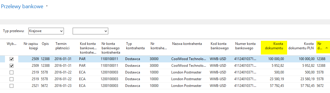 Częściowe regulowanie płatności - dzielenie przelewów 1. Użytkownik ma możliwość utworzenia przelewu za część faktury.