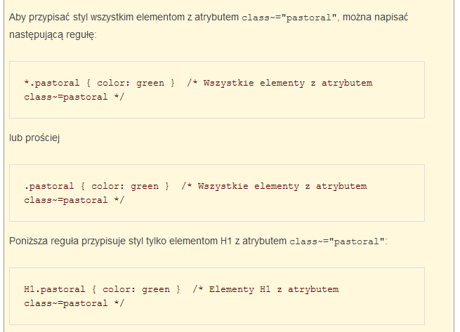 CSS - podsumowanie Klasy Kiedy h1 będzie zielone?