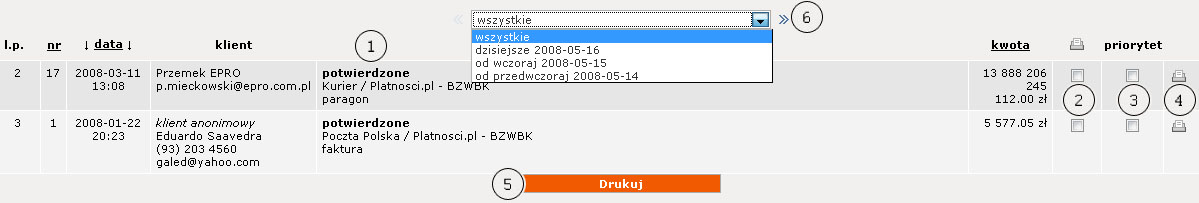 Przy dodawaniu zamówienia klienta anonimowego poprzez wybór opcji z górnego menu okna Sklep -> Zamówienia -> Przeglądaj -> zakładka Dodaj, pojawia okno z identycznymi polami jak przy zamówieniu