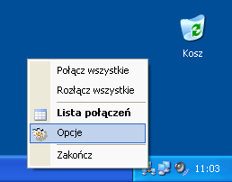 6 Uruchomienie aplikacji Po uruchomieniu aplikacji MALKOM VPN Client na pasku zadań, w obszarze powiadomień pojawia się główna ikona aplikacji. Lokalizacja ikony aplikacji MALKOM VPN Client.