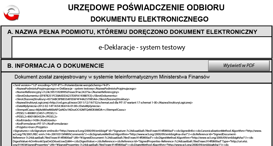 19. Informacje zawarte w Urzędowym