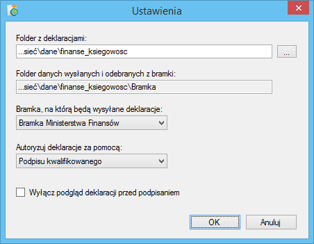 Podręcznik użytkownika Sage Symfonia e-deklaracje 19 Na stanowisku pracy Głównej Księgowej uruchamiamy program Sage Symfonia e-deklaracje i wybieramy Ustawienia, aby wprowadzić wybraną lokalizację np.