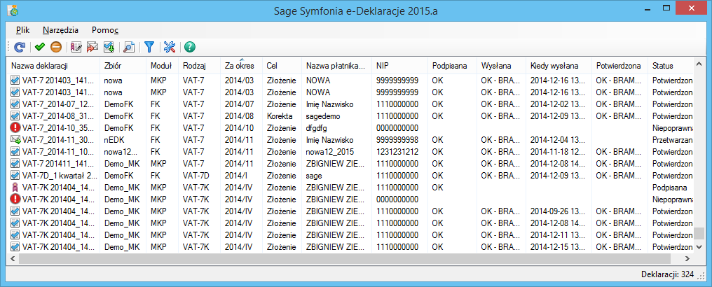 Podręcznik użytkownika Sage Symfonia e-deklaracje 22 Moduł Tu można określić program, z którego będą wybierane deklaracje, które mają pojawić się w oknie.